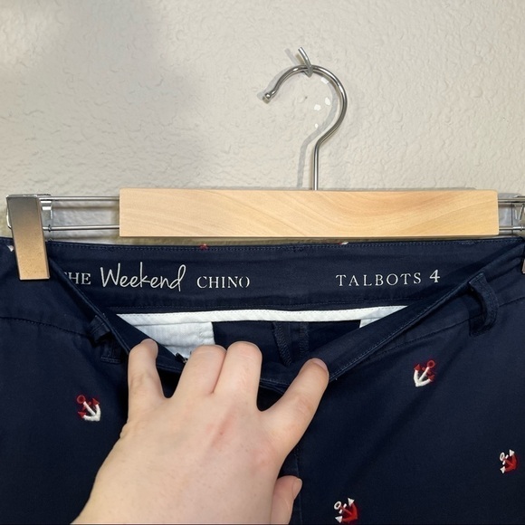 𝅺Talbots The Weekend Chino Navy Blue with Red and White Anchors Sz 4 - Picture 4 of 7